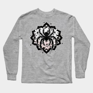 Cute Black and White Gothic Spider Long Sleeve T-Shirt